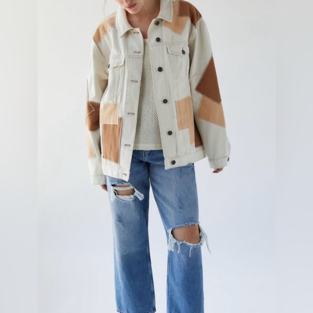 Bdg Patchwork Denim Oversized Trucker Jacket Off … - image 1